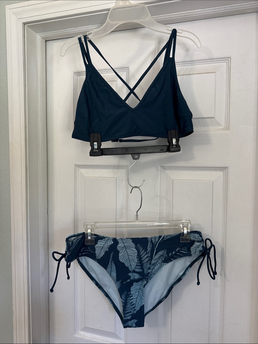 Cupshe Teal Leaf Print Bikini Set